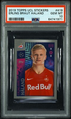 GEM MINT 10	2019 Topps UEFA Champions League Stickers 419 Erling Braut Haland
