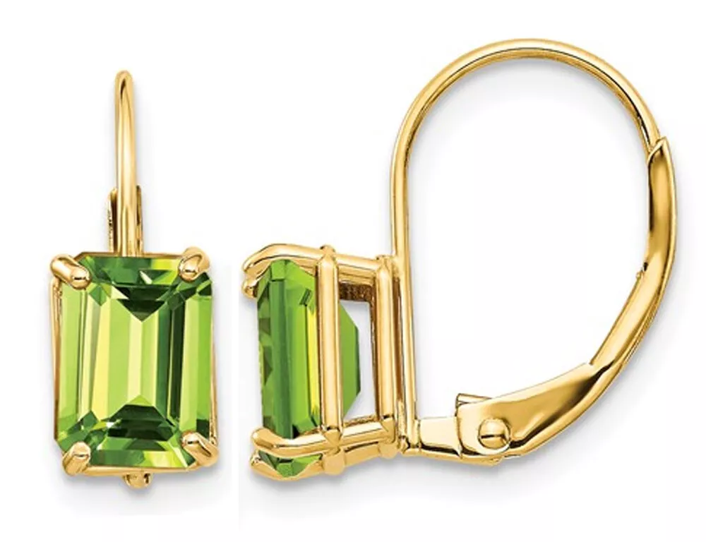 Emerald cut peridot earrings sale