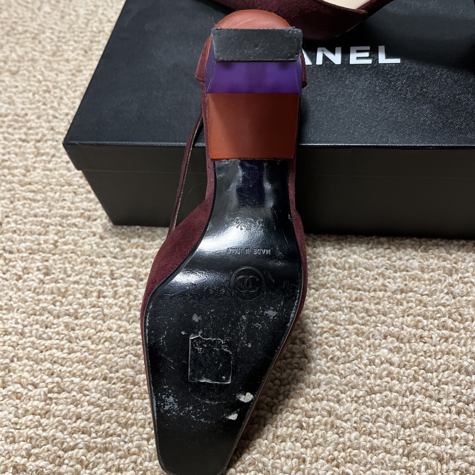 Carpet Texture Block CHANEL SUADE SHOES SIZE 35.5 EU AUTHENTIC | eBay