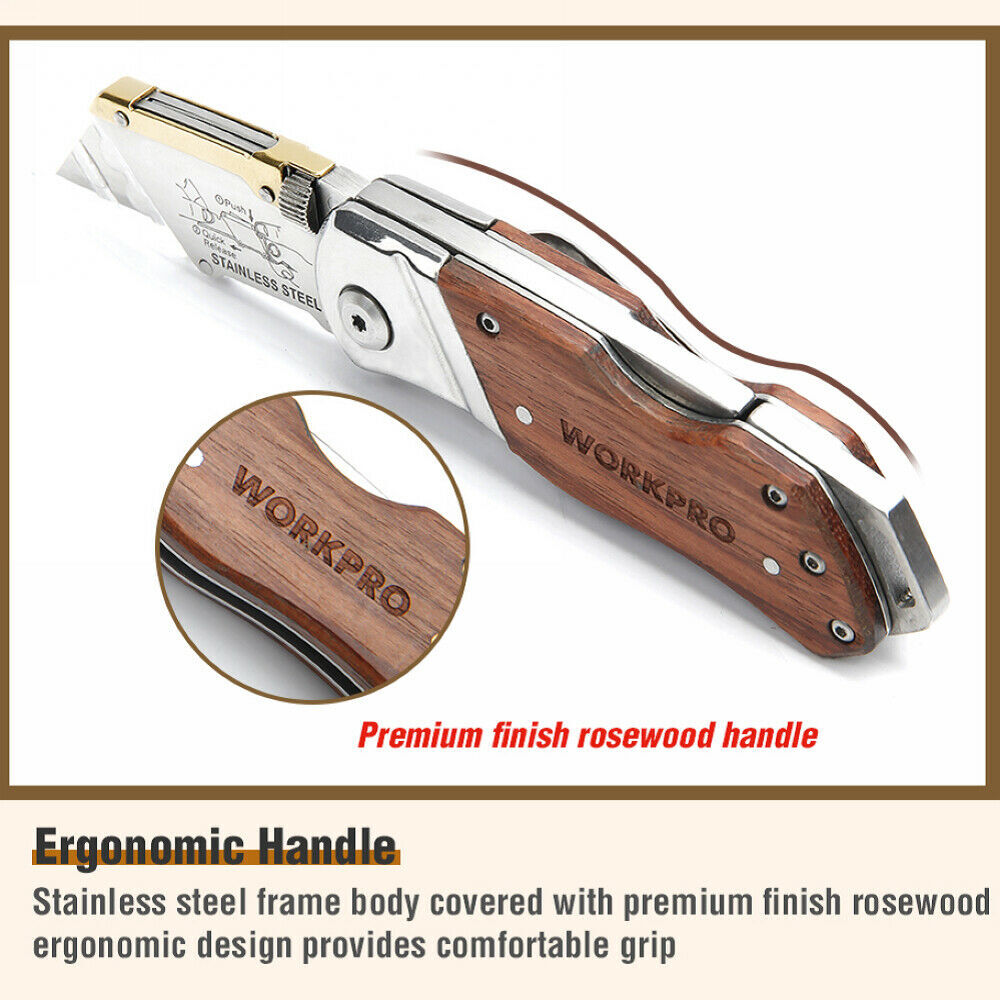 Folding Utility Knife QUICK CHANGE BLADE With Belt Clip Camping Knife Back Lock
