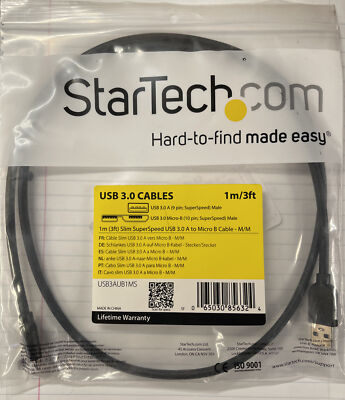 StarTech.com 1m (3ft) Slim SuperSpeed USB 3.0 A to Micro B Cable - M/M