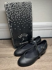 NOS NIB CAPEZIO TAP DANCE SHOES Vintage Black Child SIZE 3 M 450 Heel