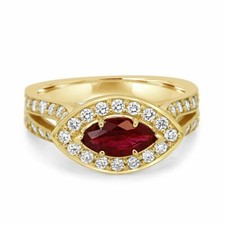 2ct Lab-Created Pink Ruby Engagement Ring Halo Split Shank Yellow Gold Plated