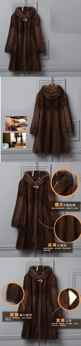 Women's New Mink fur Coat Long Hooded Casual Winter Warm faux fur Jacket - Bild 10 von 14