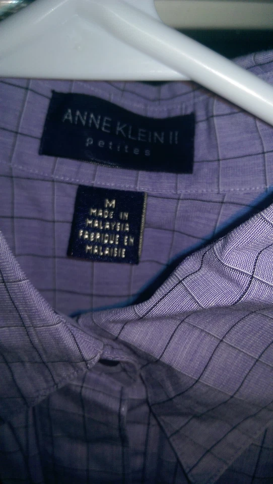 Anne Klein женская рубашка блузка размер M средний фиолетовый черный белый клетку - Изображение 2 из 4