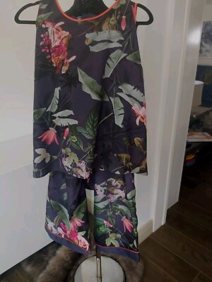 TED BAKER 20 Satin Navy Vine Design Pyjamas UK