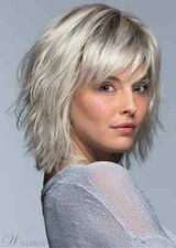 Short Layered Hairstyle Women's Gray Blonde Natural Straight Synthetic Hair Wigs