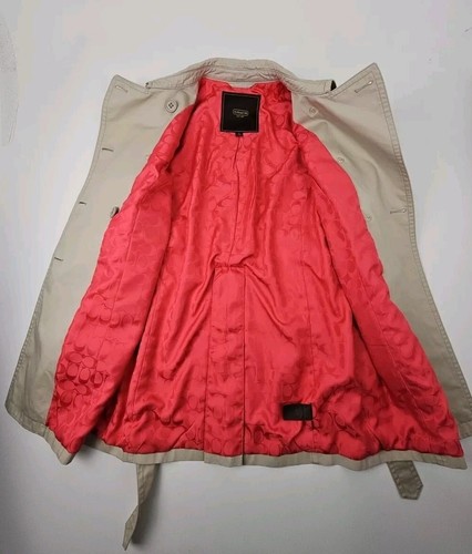 Women's Coach Beige Double Brewsted Short Trench Coat With Belt - Size M - Picture 12 of 12