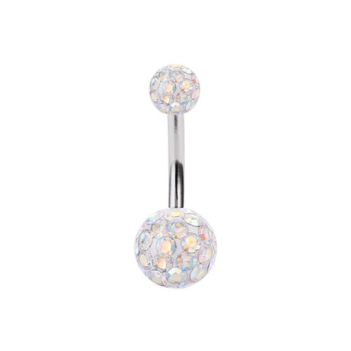 Various Bar Navel Belly Button Ring Barbell Coated CZ Crystal Ball Body Piercing - Picture 8 of 14