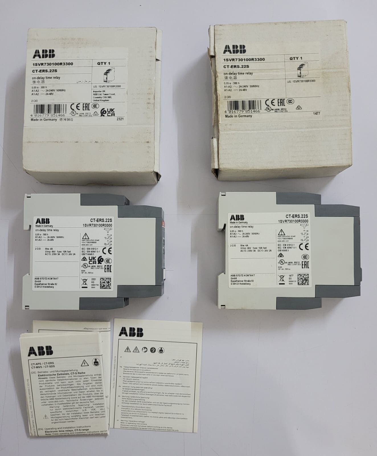 ABB CT-ERS.22S ON-DELAY TIME RELAY 1SVR730100R3300 NEW FREE SHIPPING