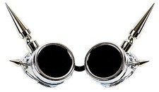 3" Spike Silver goggles cyber punk gothic cosplay aviator Steampunk Burning Man