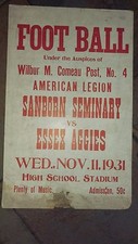 Circa1931 Sanborn Seminary Essex Aggies Football Broadside Sign  Made On C-Board