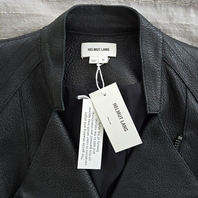 NEW Helmut Lang Wither Black Pebbled Lambskin Leather Motorcycle