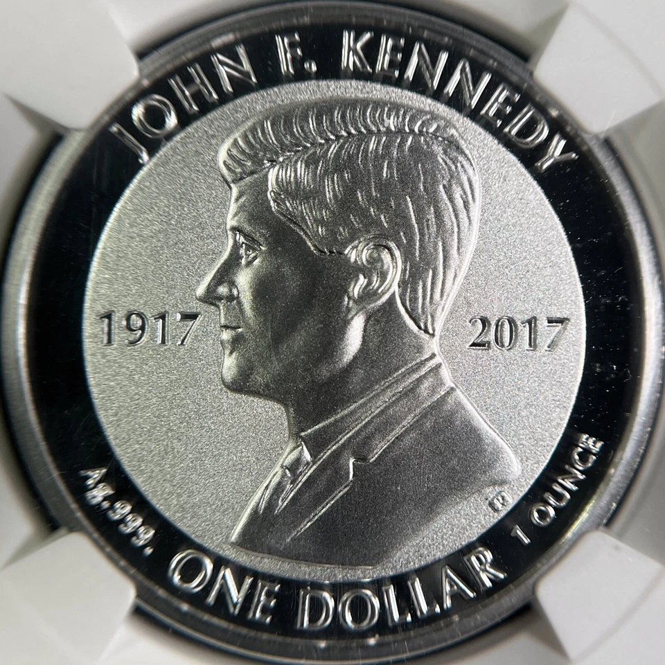 BRITISH VIRGIN ISLANDS. 2017, 1 Dollar, Silver - NGC PF70 - Top Pop 🥇 JFK RP - Image 3 of 4