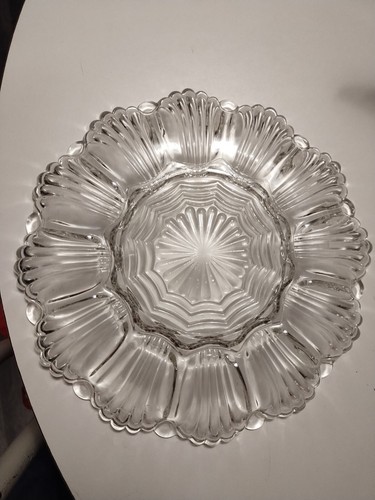 Vintage Anchor Hocking Glass 896 Clear Deviled Egg Server Tray 10" - Picture 7 of 8