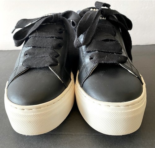 AGL ATTILIO GIUSTI LEOMBRUNI Sneaker 6 6.5 Pearl Studded Heel Black Leather 36.5 - Picture 10 of 14