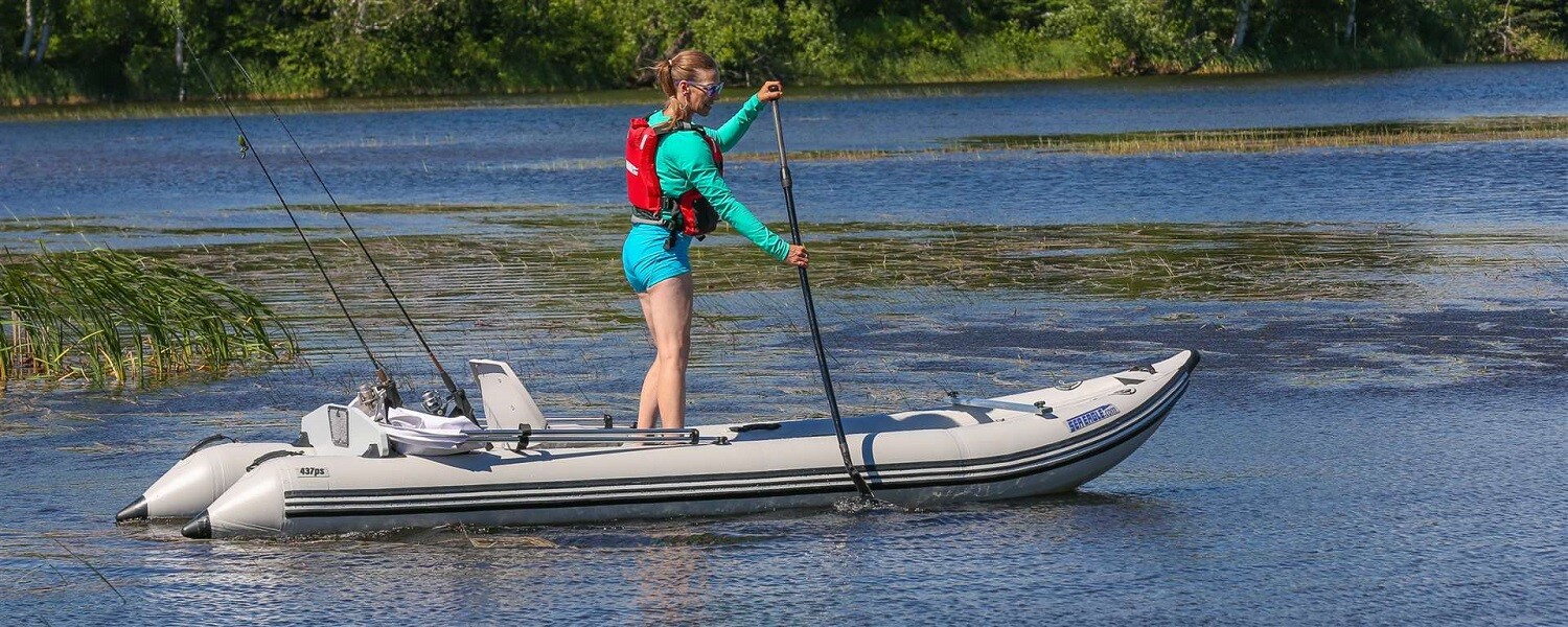 Sea Eagle 437ps Paddleski Solo Start-up Package Inflatable Catamaran Boat