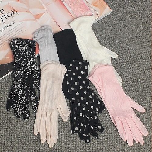 100% Mulberry Silk Sun Protective Gloves Silk Sheer Finger Gloves For Wedding - Picture 10 of 38