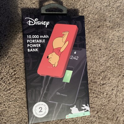 Brand New Disney Pooh Portable Power Bank 10,000 mAh Holds 2 Full Charges Type C