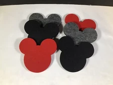 Ethan Allen 2016 Disney Mickey Mouse Icon Felt Coaster Set Red Black Gray 6 qty