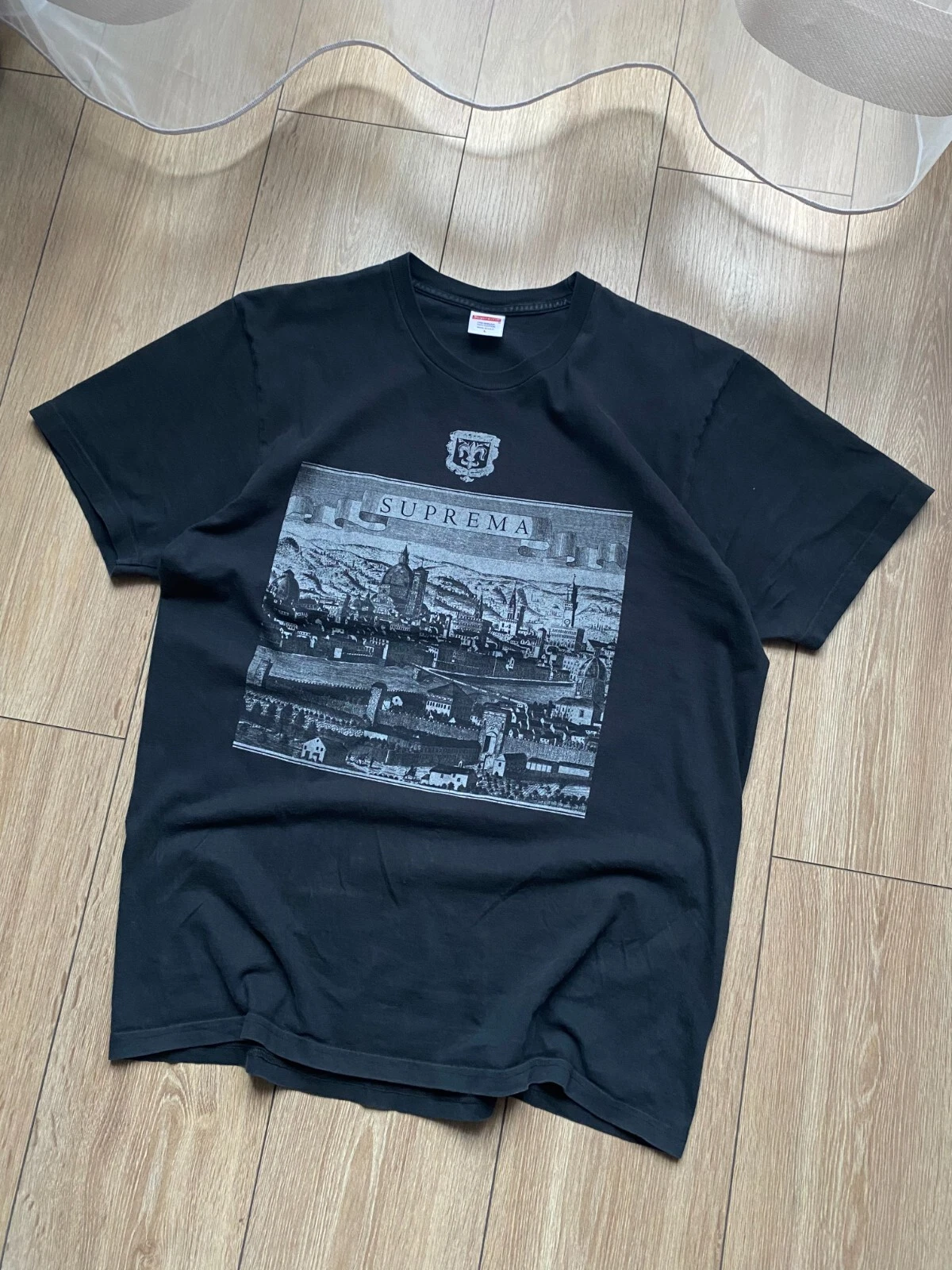 Men's SUPREME FIORENZA Suprema Town Black Cotton Logo t Shirt Casual Size M