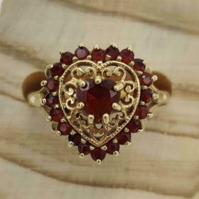 Heart Shape Vintage Style Ring 14K Yellow Gold Over 2.2Ct Heart Lab Created Ruby
