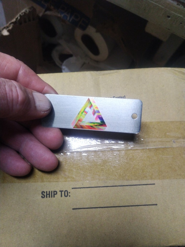 50) *NEW* Stainless Steel Blank Name Plates Satin with Prizm etched 3