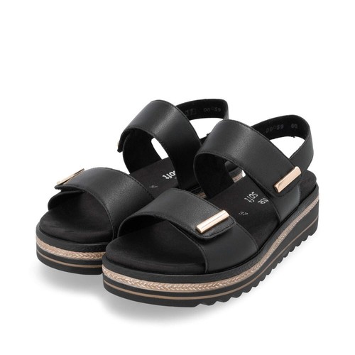 Remonte Women's Sandals Shoes Leather Black D0Q59 - Picture 8 of 11