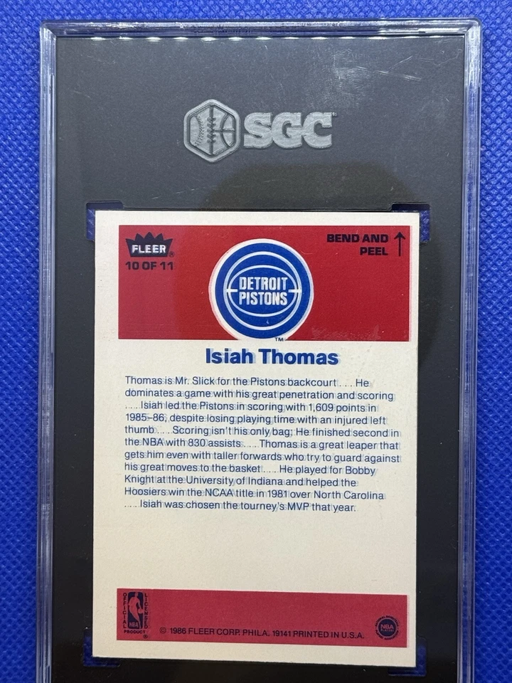 Pegatina Fleer 1986 Isiah Thomas #10 Salón de la fama Foto 2 de 2