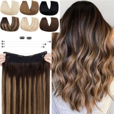 Clip/Wire in Remy Human Hair Extensions Invisible Ring One Piece Headband Weft