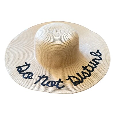 Tan Straw Woven Sun Hat DO NOT DISTURB Siesta Beach Outdoor
