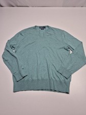 Polo Ralph Lauren Sweater Mens Medium Green Cotton Cashmere V Neck Pullover