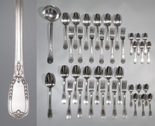 Antico set di posate francesi Ravinet Denfert placcato argento, 1891-1923, 38 pezzi