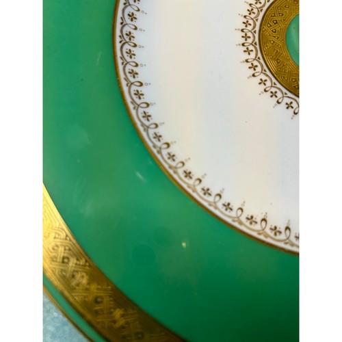 Mintons Tiffany & Co Raised Gold on Green 10.25" Plate G5742 Pattern C. 1880's - Picture 8 of 10