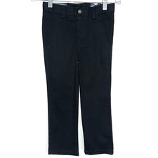 NWT Chaps Boys Black School Uniform Flat Front Stretch Twill Pants Size 4 Reg