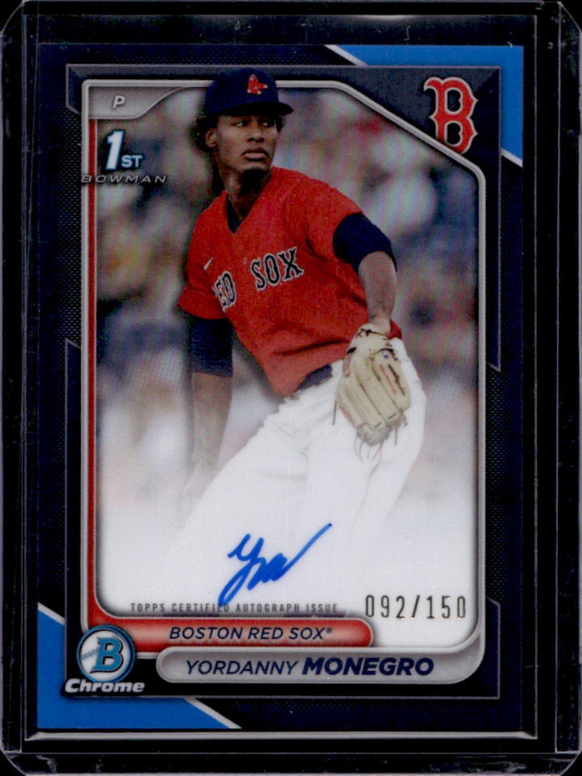 2024 Bowman Chrome Yordanny Monegro Auto Blue Refractor 1st #92/150