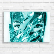 Face Out Of The Paint Box Teal Canvas Print Large Picture Wall Art