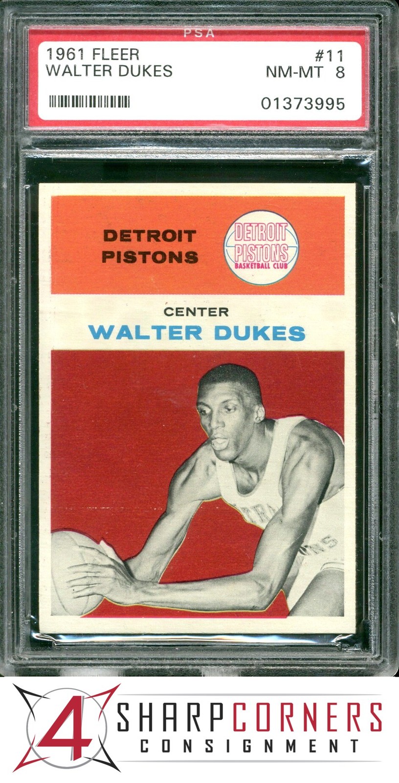 1961 FLEER #11 WALTER DUKES PISTONS PSA 8