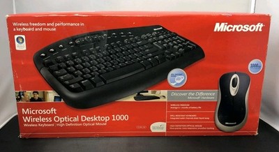 Microsoft Wireless Desktop 1000 Ergo Keyboard Optical Mouse WOA8C326 Mac PC