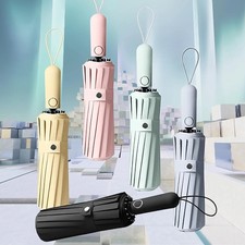 12K Automatic Umbrella 60 Ribs Wind Resistant Sunny Rain Umbrella Thick Black Ru