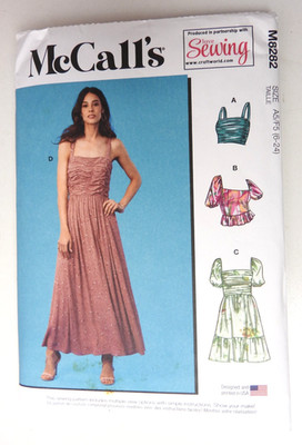 McCalls M8282 Schnittmuster Kleid mit Oberteil & Ärmel Optionen Gr. 6 bis 14 NEU