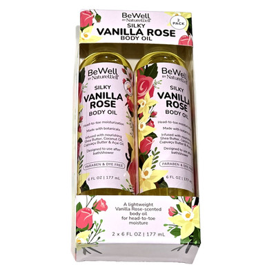 2 Be Well By Nature Well Silky Vanilla Rose Body Oil Head To Toe Moisture 6oz