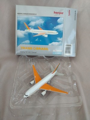 Herpa Miniaturmodell Trans Brasil Boeing 767-200 ''Orange'' Modellflugzeug