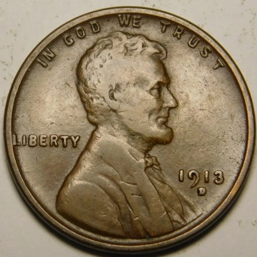 1913 D Lincoln Wheat Cent Penny F-VF  "Actual Coin Pictured"