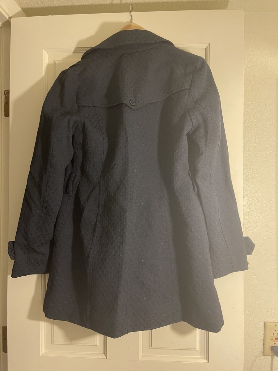 Nicole Miller blue trench women's 4 subtle sparkles no belt y2k chic elegant View 3