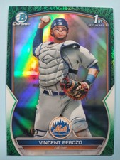 2023 Bowman Chrome Vincent Perozo 1st Green Grass Refractor /99 #BCP-102 Mets