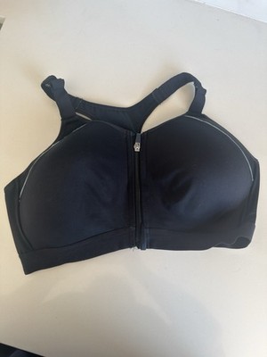 Layer 8 Quick-Dry Black Sports Bra 1X D Zip Front Racerback High Support