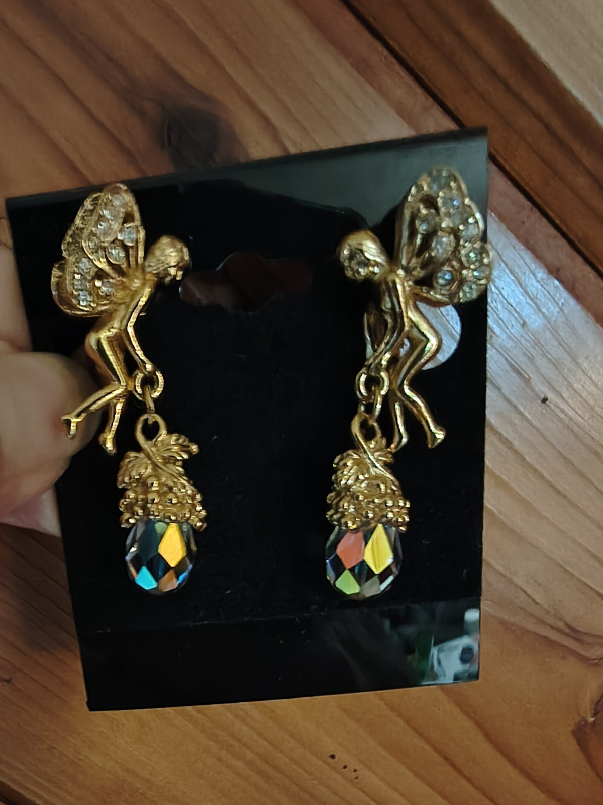 Beautiful Vintage Kirks Folly Fairy  Crystal Dangle Earrings!