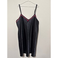 Black  Hot Pink Lace Chemise Satin Slip Dress Goth Vampire Romantic XXL