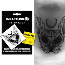INKARTLINK Cute Black Cat 2 Temporary Tattoos, Realistic Waterproof